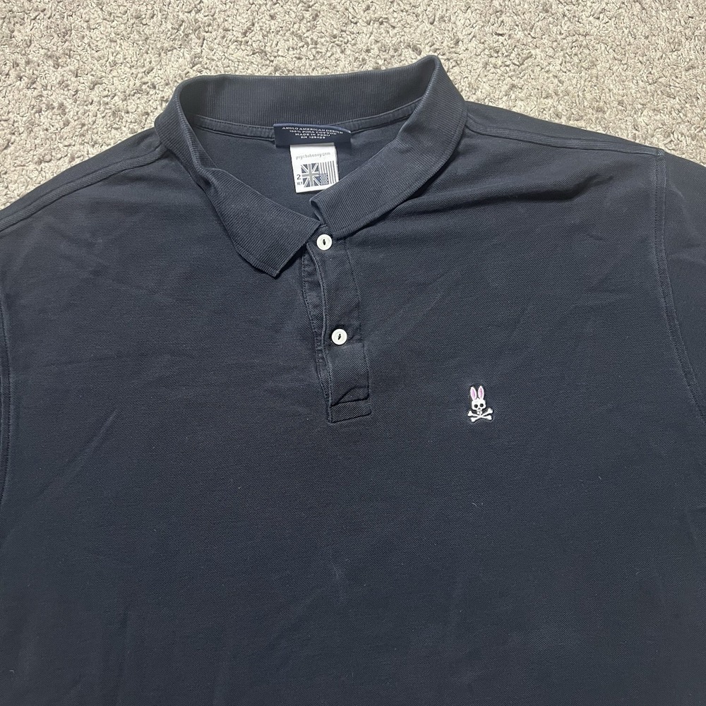 Psycho Bunny Polo Shirt Men's Size 2 XLT Black Pima Cotton Classic Short Sleeve